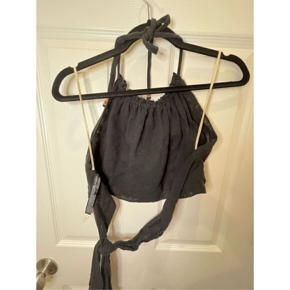 Free People women’s black halter top ties in back small NWOT - Picture 2 of 6